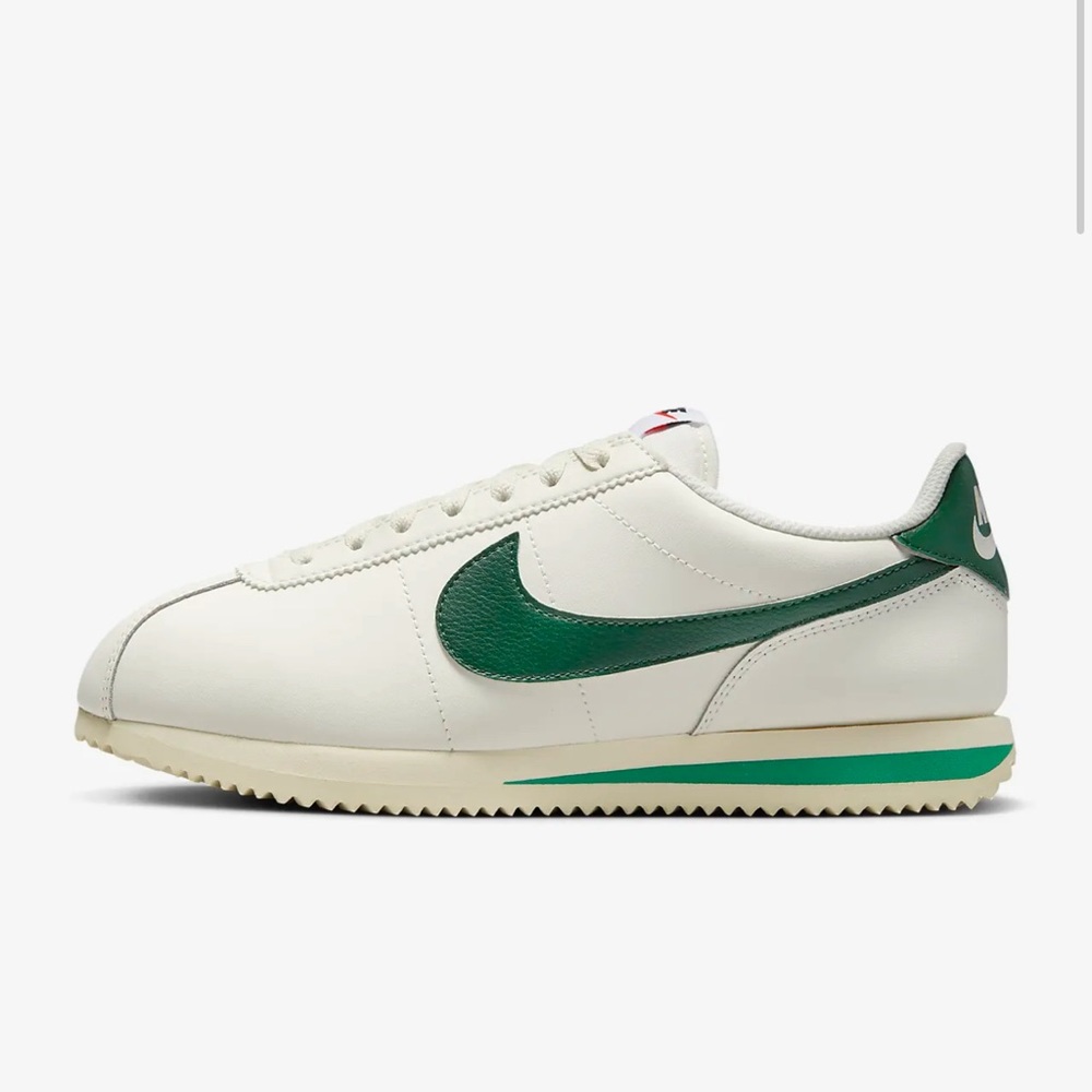 Nike Cortez sneakers, white with green logo